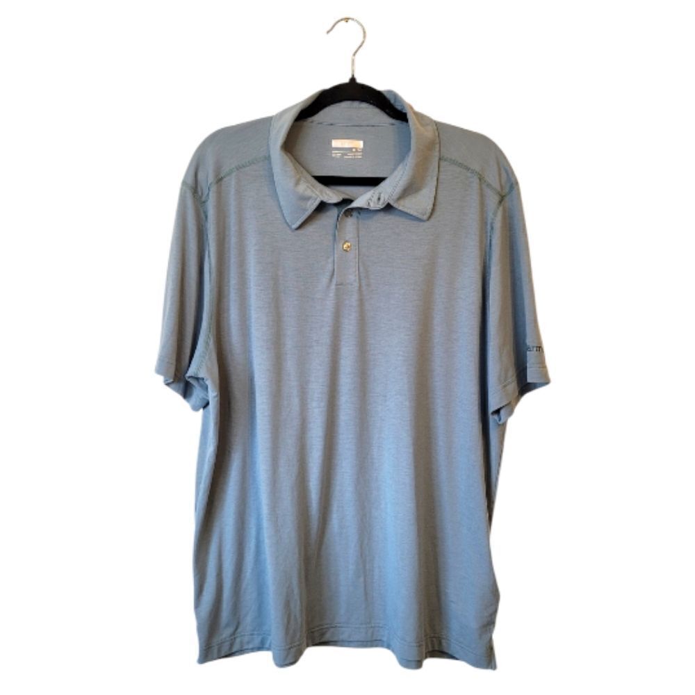 Marmot Pale Blue Tencel Blend Lightweight Polo Shirt